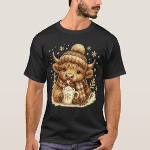 Hochlandkuh Cute Cozy Winter Heiße Schokolade Kari T-Shirt