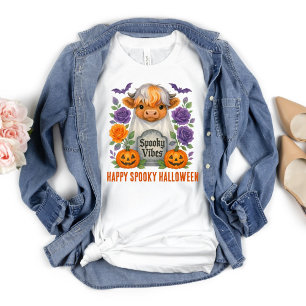 Hochlandkuh Ghost Halloween Pumpkins Blume T-Shirt