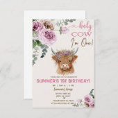 Hochlandkuh, heilige Kuh Mädchen Geburtstagseinlad Einladung (Vorne/Hinten)