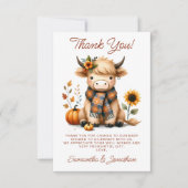 Hochlandkuh Herbst Niedliche Calf Baby Dusche Dankeskarte (Vorderseite)