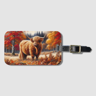 Hochlandkuh Herbstfarbe Gepäckanhänger