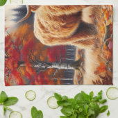 Hochlandkuh Herbstfarbe Geschirrtuch (Gefaltet)