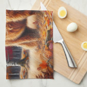 Hochlandkuh Herbstfarbe Geschirrtuch (Viertel Falte)