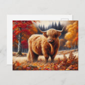 Hochlandkuh Herbstfarbe Postkarte (Vorne/Hinten)
