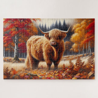 Hochlandkuh Herbstfarbe Puzzle