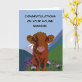 Hochlandkuh Herzlichen Glückwunsch neue Zuhause Karte (Gelbe Blume)