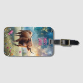 Hochlandkuh im Feld Blume Gepäckanhänger (Vorderseite (Horizontal))