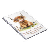 Hochlandkuh im Gras inspirierend Notizblock (Rechte Seite)