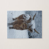 Hochlandkuh im Schnee Puzzle (Horizontal)