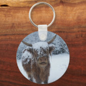 Hochlandkuh im Schnee-Schlüsselanhänger Schlüsselanhänger (Vorderseite)
