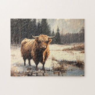 Hochlandkuh im Winter Puzzle