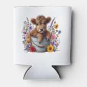 Hochlandkuh in Blume Bucket Png, Niedlich Dosenkühler (Vorderseite)