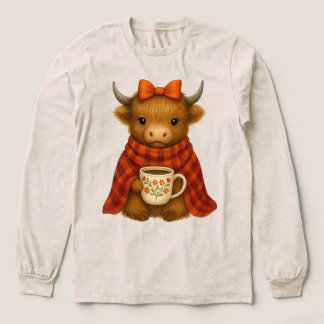 Hochlandkuh in Decke beim Kaffeetrinken – gemütlic Tri-Blend Shirt