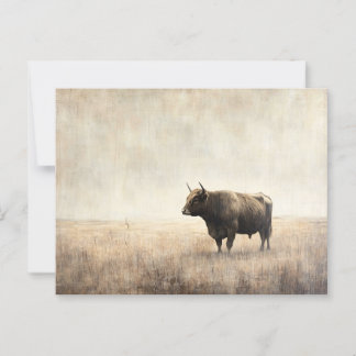 Hochlandkuh in Feldsepien Postkarte