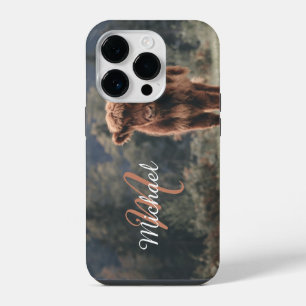 Hochlandkuh Kalb Herbstgras Monogramm Initiale iPhone 14 Pro Hülle