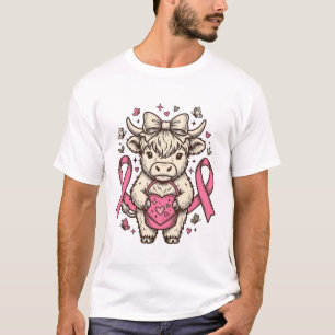Hochlandkuh-Krebsbewusstseinsband Süße Kalb Des T-Shirt