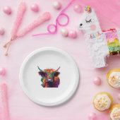 Hochlandkuh, Kuh, Hochlandkuh, niedliches Hochland Pappteller (Party)