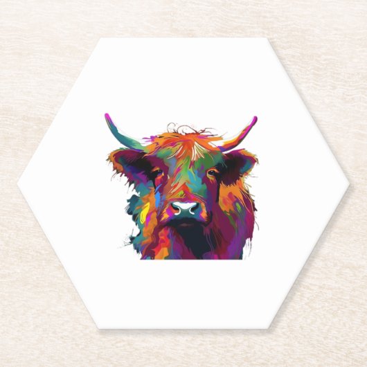 Hochlandkuh, Kuh, Hochlandkuh, niedliches Hochland Untersetzer (Vorderseite)