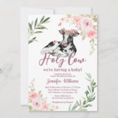 Hochlandkuh-Mädchen-Babydusche botanisch Einladung (Vorderseite)