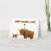 Hochlandkuh Mama & Calf Mütter Tagesfotokarte