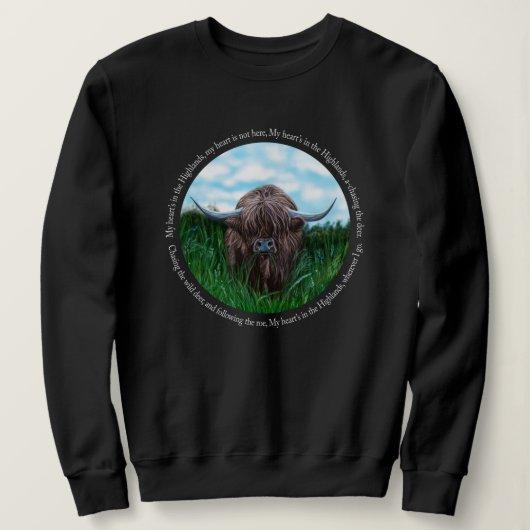 Hochlandkuh, mein Herz liegt im Hochland Sweatshirt (Design vorne)
