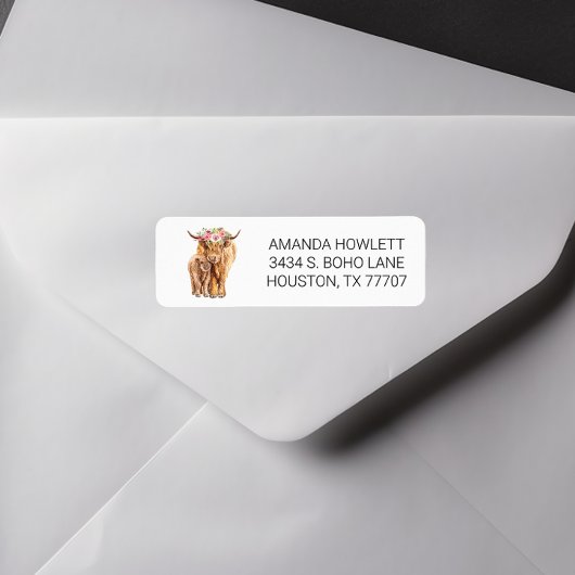 Hochlandkuh mit Baby-Wasserfarbe