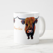 Hochlandkuh mit bearbeitbarem Namen große Tasse (Vorderseite Rechts)