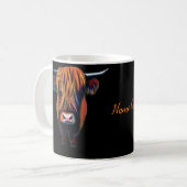 Hochlandkuh mit bearbeitbarem Namen Kaffeetasse (Vorderseite Links)