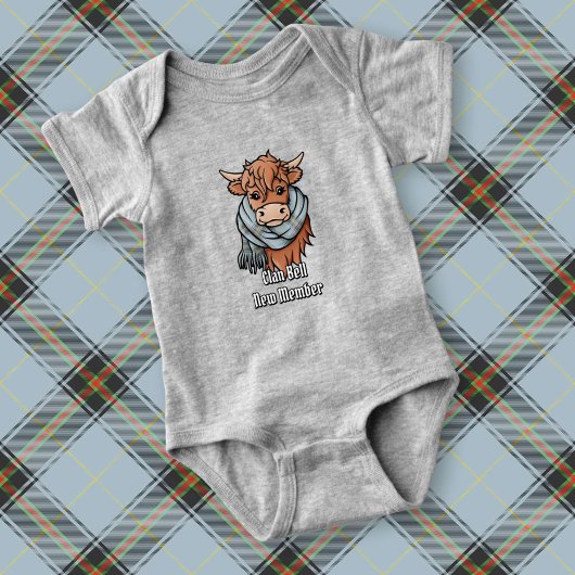 Hochlandkuh mit Bell Tartan Scarf Baby Strampler
