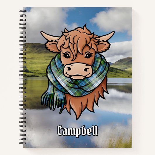 Hochlandkuh mit Campbell Kleid Tartan Scarf Notizblock (Vorderseite)