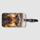 Hochlandkuh mit farbenfroher Blume Gepäckanhänger (Vorderseite (Horizontal))