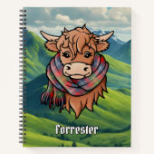 Hochlandkuh mit Forrester Tartan Scarf Notizblock (Vorderseite)