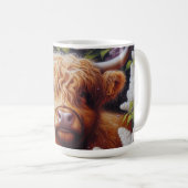 Hochlandkuh mit Lilac-Blume Kaffeetasse (VorderseiteRechts)