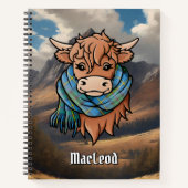 Hochlandkuh mit MacLeod Jagd Tartan Scarf Notizblock (Vorderseite)