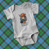 Hochlandkuh mit Morrison Jagd Tartan Scarf Baby Strampler
