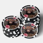 Hochlandkuh mit Rose Poker Chips (Stapel)