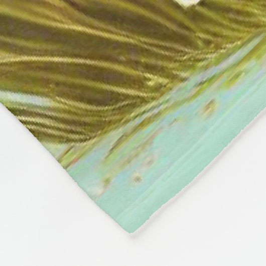 Hochlandkuh mit Schmetterlingen und Frühlingsblume Fleecedecke (Ecke)