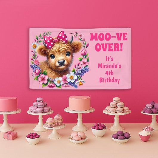 Hochlandkuh-Moo-ve über 4. Geburtstag Banner