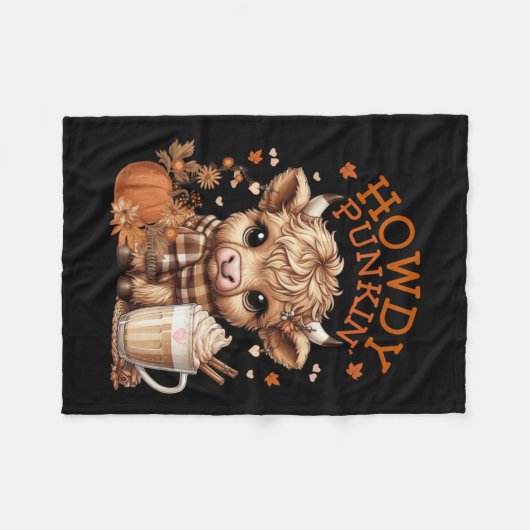 Hochlandkuh, Niedlich und gemütlich für Herbstspas Fleecedecke (Vorderseite (Horizontal))