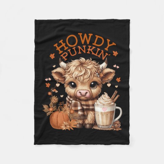 Hochlandkuh, Niedlich und gemütlich für Herbstspas Fleecedecke (Vorderseite)