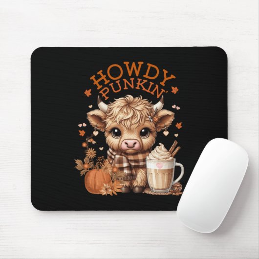 Hochlandkuh, Niedlich und gemütlich für Herbstspas Mousepad (Mit Mouse)