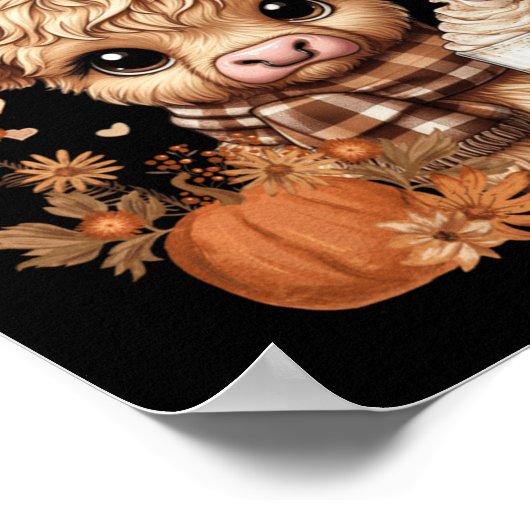 Hochlandkuh, Niedlich und gemütlich für Herbstspas Poster (Ecke)