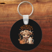 Hochlandkuh, Niedlich und gemütlich für Herbstspas Schlüsselanhänger (Vorderseite)