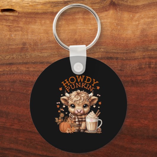 Hochlandkuh, Niedlich und gemütlich für Herbstspas Schlüsselanhänger (Vorderseite)