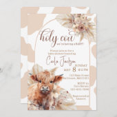 Hochlandkuh-Pampas-Gras-Babydusche Einladung (Vorne/Hinten)