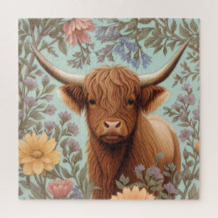 Hochlandkuh-Pastell, inspiriert von floralen Muste Puzzle