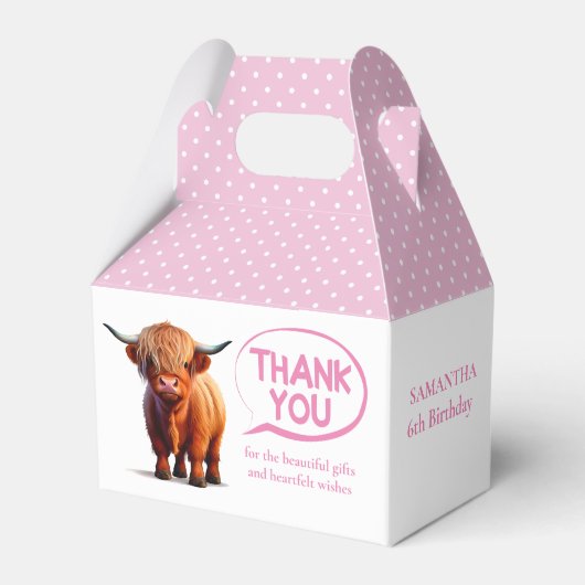 Hochlandkuh Pink Girl Favor Box Geschenkschachtel (Vorderseite)