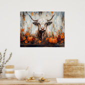 Hochlandkuh-Rustikale Herbstmalerei Poster (Küche)