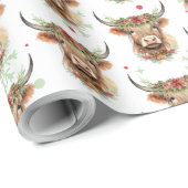 Hochlandkuh Rustikales Weihnachtswackelpapier Geschenkpapier (Rolleneckpunkt)