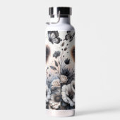 Hochlandkuh Schwarz-weiß Karierte Blüte Rustikal Trinkflasche (Rechts)